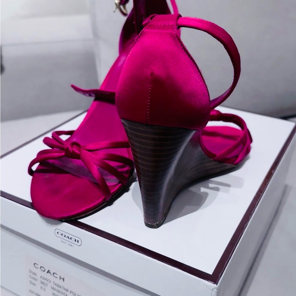 Coach Fuchsia Wedge Sandals - Picture 3 of 5